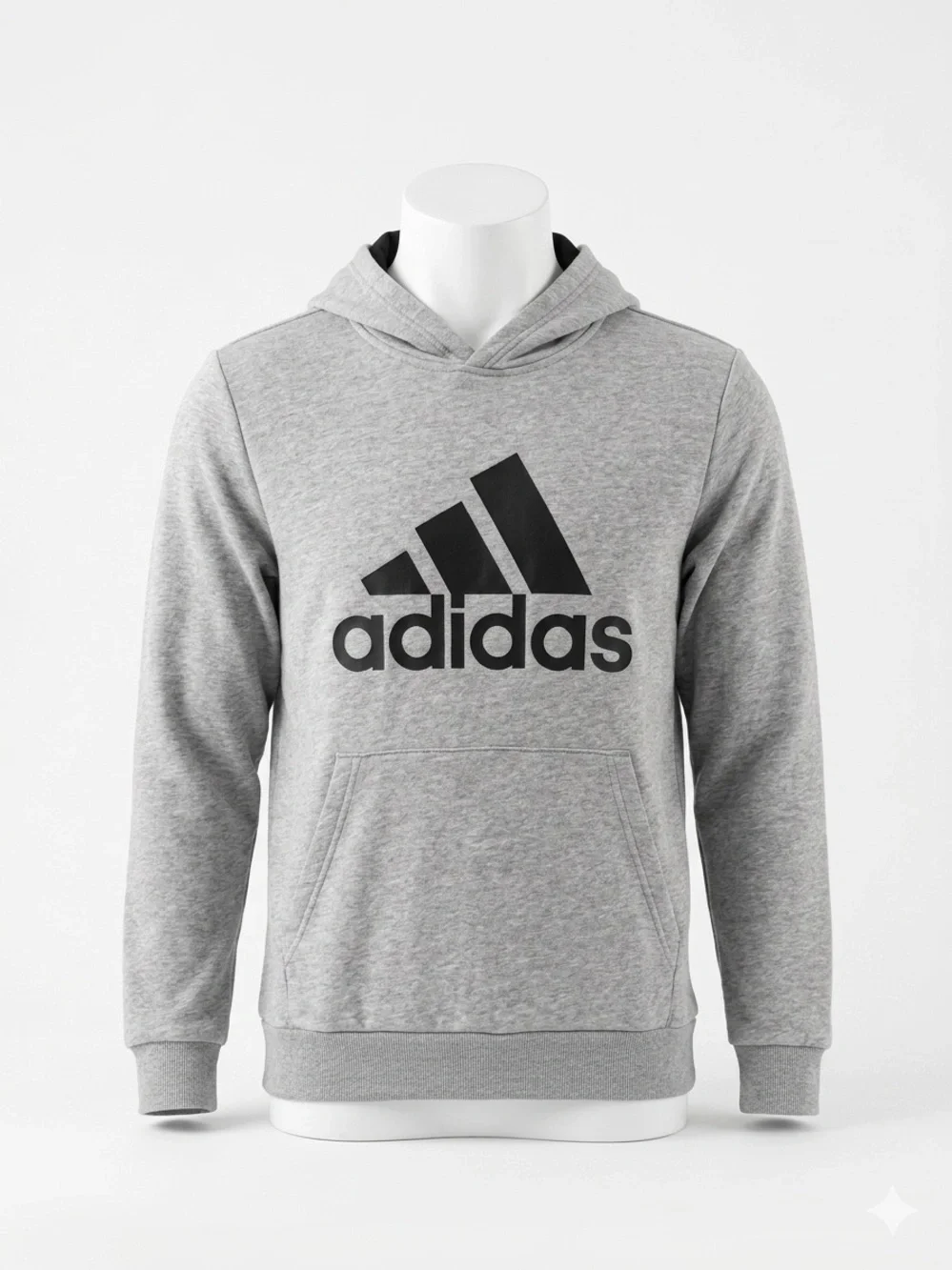 Adidas Essentials Big Logo Hoodie - Heather Gray Classic Sportswear - Picture 1 of 7